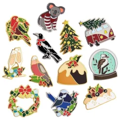Outlet An Australian Christmas Complete Enamel Pin Pack - 12 Piece Enamel Pins