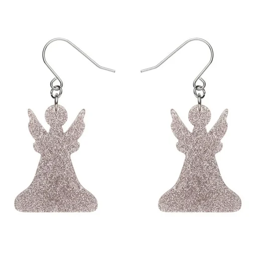 Fashion Angel Glitter Drop Earrings - Silver Essential Earrings