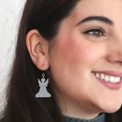 Fashion Angel Glitter Drop Earrings - Silver Essential Earrings