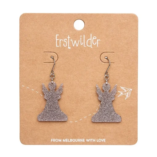 Fashion Angel Glitter Drop Earrings - Silver Essential Earrings