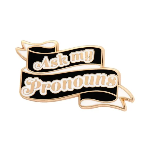 Cheap Ask My Pronouns Enamel Pin Enamel Pins