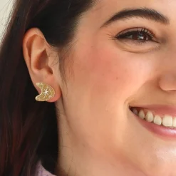Best Sale Atomic Boomerang Glitter Stud Earrings - Gold Essential Earrings