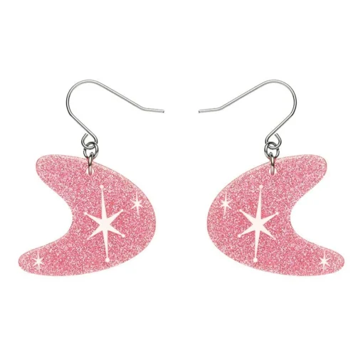 Flash Sale Atomic Boomerang Glitter Drop Earrings - Pink Essential Earrings