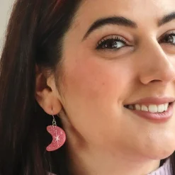 Flash Sale Atomic Boomerang Glitter Drop Earrings - Pink Essential Earrings