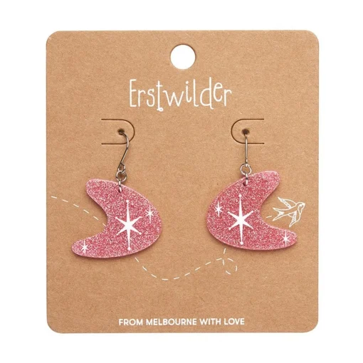 Flash Sale Atomic Boomerang Glitter Drop Earrings - Pink Essential Earrings