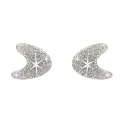 Fashion Atomic Boomerang Glitter Stud Earrings - Silver Essential Earrings