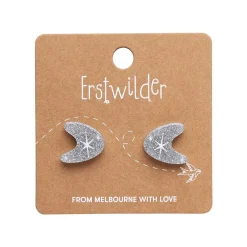Fashion Atomic Boomerang Glitter Stud Earrings - Silver Essential Earrings