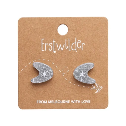 Fashion Atomic Boomerang Glitter Stud Earrings - Silver Essential Earrings