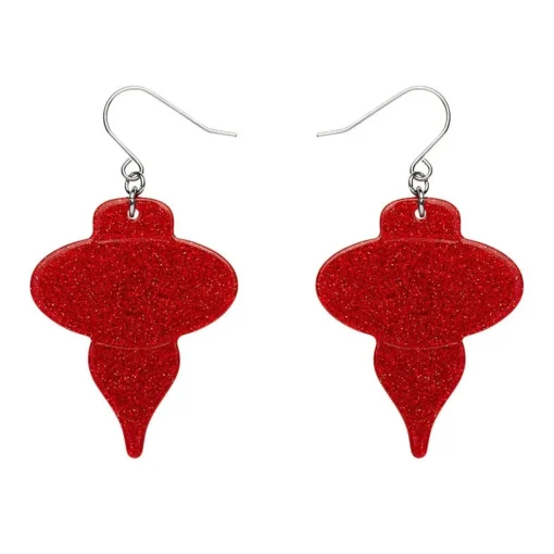 New Baubles Glitter Drop Earrings - Red Essential Earrings