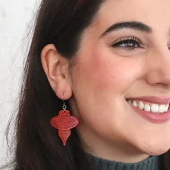New Baubles Glitter Drop Earrings - Red Essential Earrings