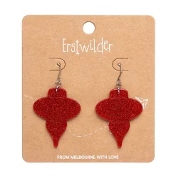 New Baubles Glitter Drop Earrings - Red Essential Earrings