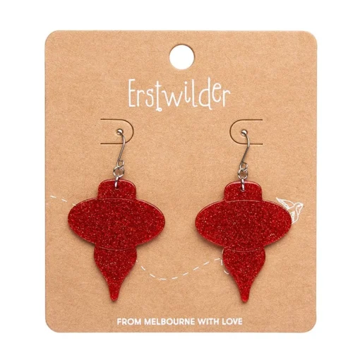 New Baubles Glitter Drop Earrings - Red Essential Earrings