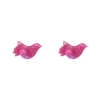 Shop Bird Textured Glitter Resin Stud Earrings - Fuchsia Essential Earrings