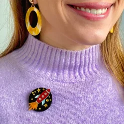 Hot Blast Off! Mini Brooch Brooches