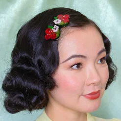 New Blossoming Cherries Hair Clips Set - 2 Piece Hair Clips & Claws
