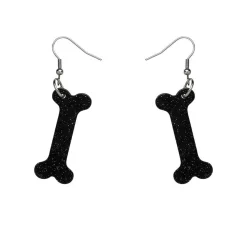 Flash Sale Bones Glitter Resin Drop Earrings - Black Essential Earrings