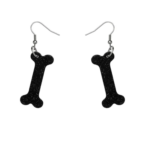 Flash Sale Bones Glitter Resin Drop Earrings - Black Essential Earrings