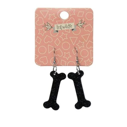 Flash Sale Bones Glitter Resin Drop Earrings - Black Essential Earrings