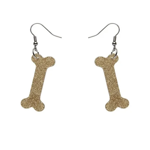 Discount Bones Glitter Resin Drop Earrings - Gold Essential Earrings