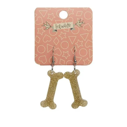 Discount Bones Glitter Resin Drop Earrings - Gold Essential Earrings