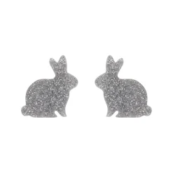 Store Bunny Glitter Resin Stud Earrings - Silver Essential Earrings