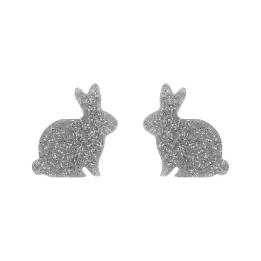 Store Bunny Glitter Resin Stud Earrings - Silver Essential Earrings