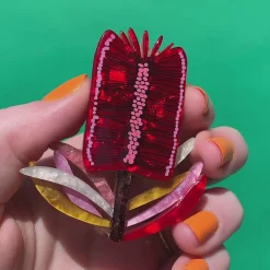 Online Burgundy Brush Brooch Brooches