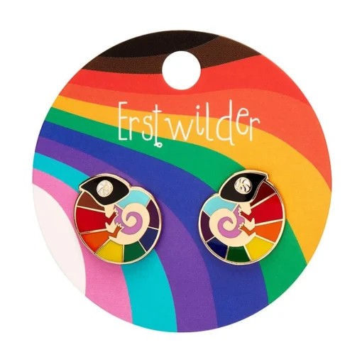 Shop Carmel'S Colourful Chameleon Enamel Stud Earrings Enamel Earrings