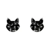 New Cat Head Chunky Glitter Resin Stud Earrings - Silver Essential Earrings