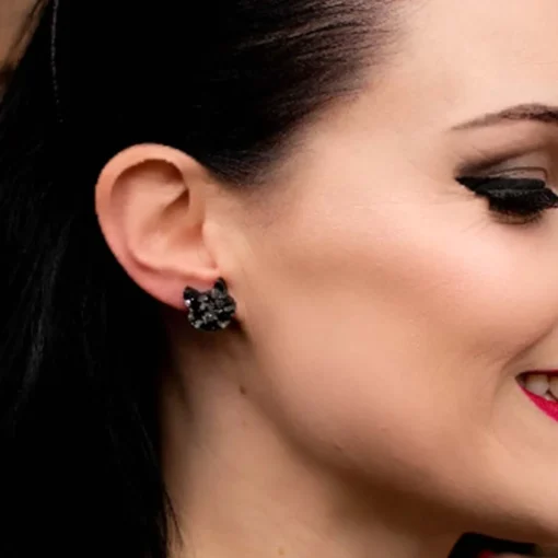 New Cat Head Chunky Glitter Resin Stud Earrings - Silver Essential Earrings