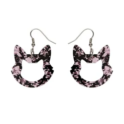 Cheap Cat Head Chunky Glitter Resin Drop Earrings - Pink Essential Earrings