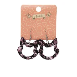 Cheap Cat Head Chunky Glitter Resin Drop Earrings - Pink Essential Earrings