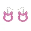 Shop Cat Head Glitter Resin Drop Earrings - Pink Essential Earrings
