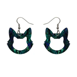New Cat Head Lava Resin Drop Earrings - Green Essential Earrings