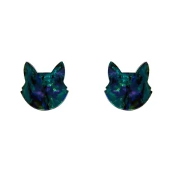 Flash Sale Cat Head Lava Resin Stud Earrings - Green Essential Earrings