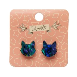 Flash Sale Cat Head Lava Resin Stud Earrings - Green Essential Earrings