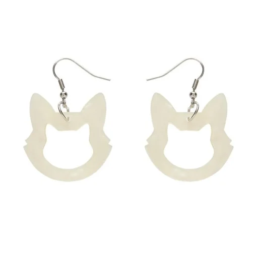 Flash Sale Cat Head Ripple Resin Drop Earrings - White Essential Earrings