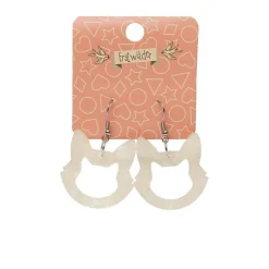 Flash Sale Cat Head Ripple Resin Drop Earrings - White Essential Earrings