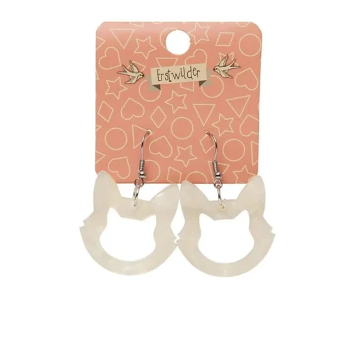 Flash Sale Cat Head Ripple Resin Drop Earrings - White Essential Earrings