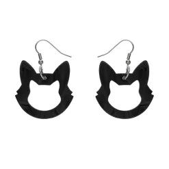 Shop Cat Head Ripple Resin Drop Earrings - Black Essential Earrings