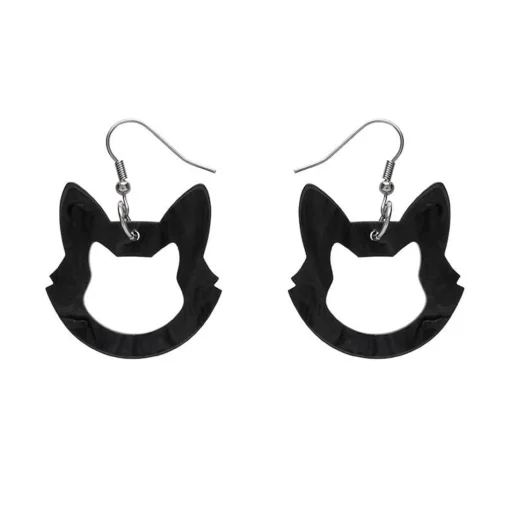 Shop Cat Head Ripple Resin Drop Earrings - Black Essential Earrings