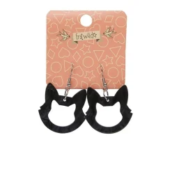 Shop Cat Head Ripple Resin Drop Earrings - Black Essential Earrings