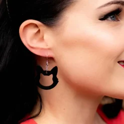 Shop Cat Head Ripple Resin Drop Earrings - Black Essential Earrings