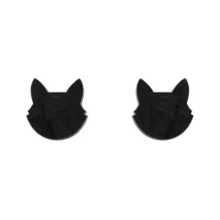 Store Cat Head Ripple Resin Stud Earrings - Black Essential Earrings