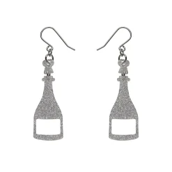 Outlet Champagne Glitter Drop Earrings - Silver Essential Earrings