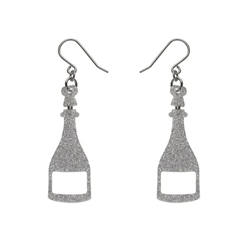 Outlet Champagne Glitter Drop Earrings - Silver Essential Earrings