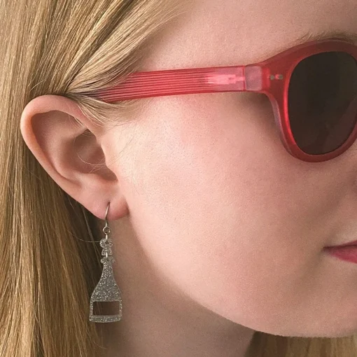 Outlet Champagne Glitter Drop Earrings - Silver Essential Earrings