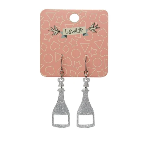 Outlet Champagne Glitter Drop Earrings - Silver Essential Earrings