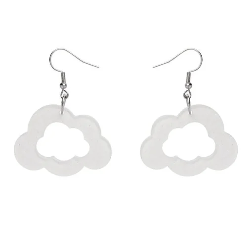 Best Sale Cloud Glitter Resin Drop Earrings - White Essential Earrings