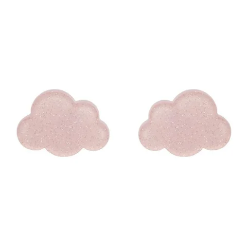 Cheap Cloud Glitter Resin Stud Earrings - Pink Essential Earrings